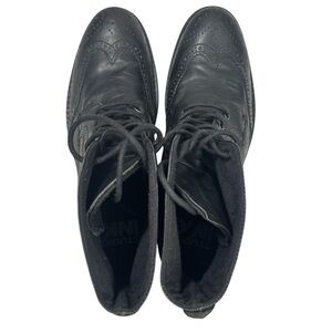 Studio Ink Black Leather Wingtip Lace-Up Boots Men’s 11.5
